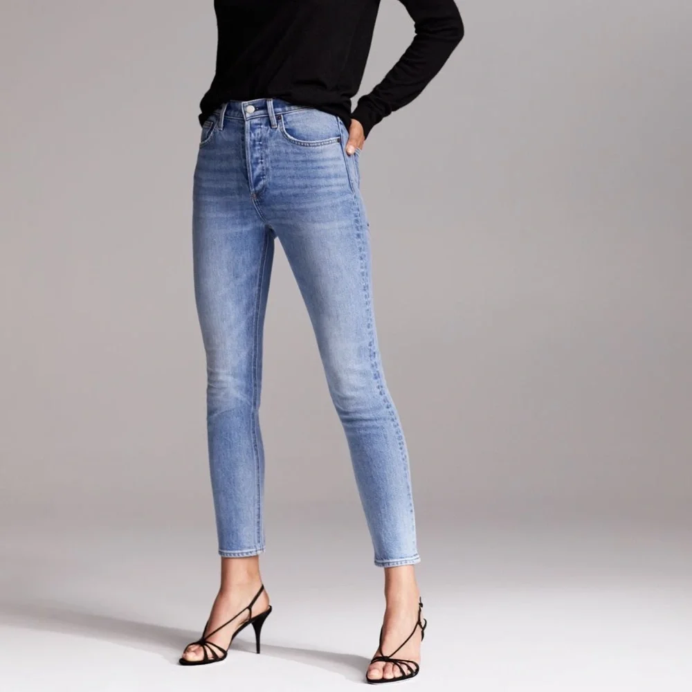 Aritzia Denim Forum The Yoko High Rise Slim Skinny Jeans High Waist Light Wash - Picture 5 of 15
